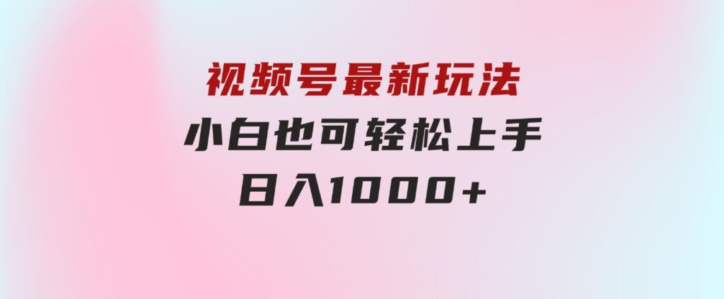 视频号最新玩法，小白也可轻松上手，日入1000+-十一网创