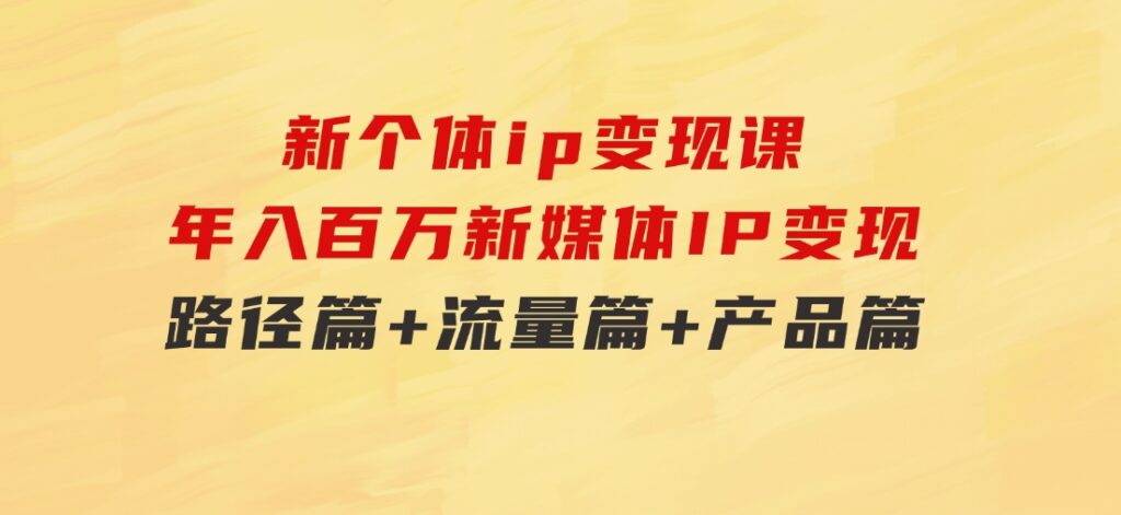 新个体ip变现课，年入百万新媒体IP变现，路径篇+流量篇+产品篇-十一网创