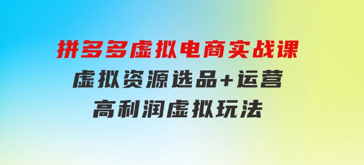 拼多多虚拟电商实战课：虚拟资源选品+运营，高利润虚拟玩法（更新14节）-十一网创