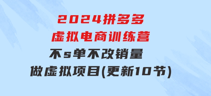 2024拼多多虚拟电商训练营不s单不改销量做虚拟项目分一杯羹(更新10节)-十一网创