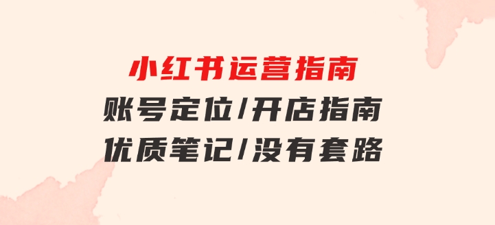 小红书运营指南，账号定位/开店指南/优质笔记/没有套路，全是经验-十一网创