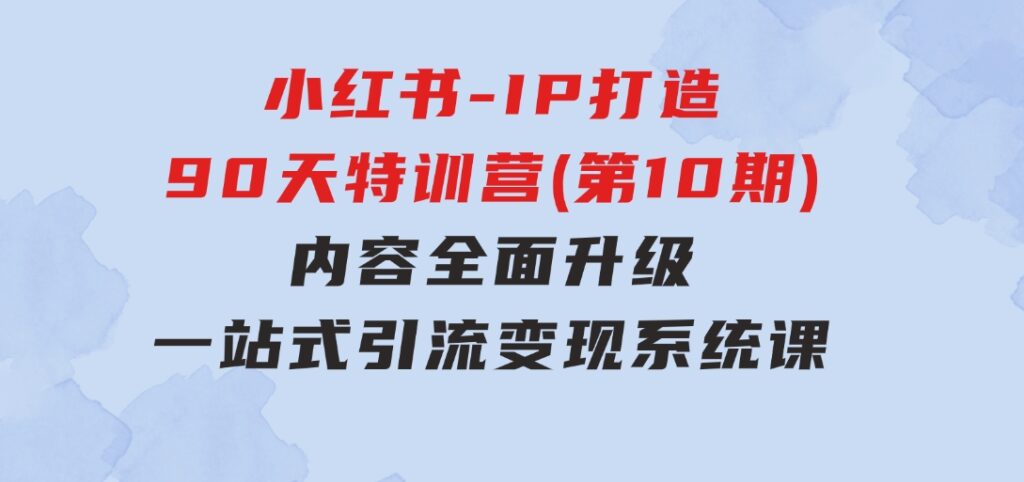 小红书-IP打造90天特训营(第10期)：内容全面升级，一站式引流变现系统课-十一网创