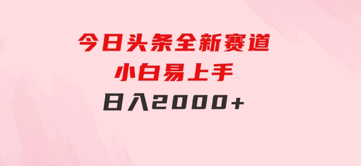 今日头条，全新赛道，小白易上手，日入2000+-十一网创