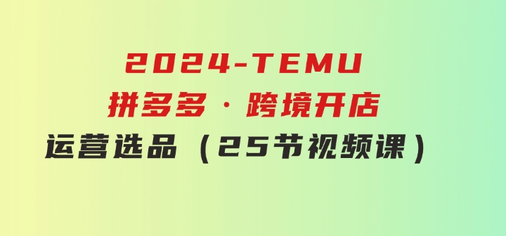 2024-TEMU拼多多·跨境开店、运营、选品（25节视频课）-十一网创