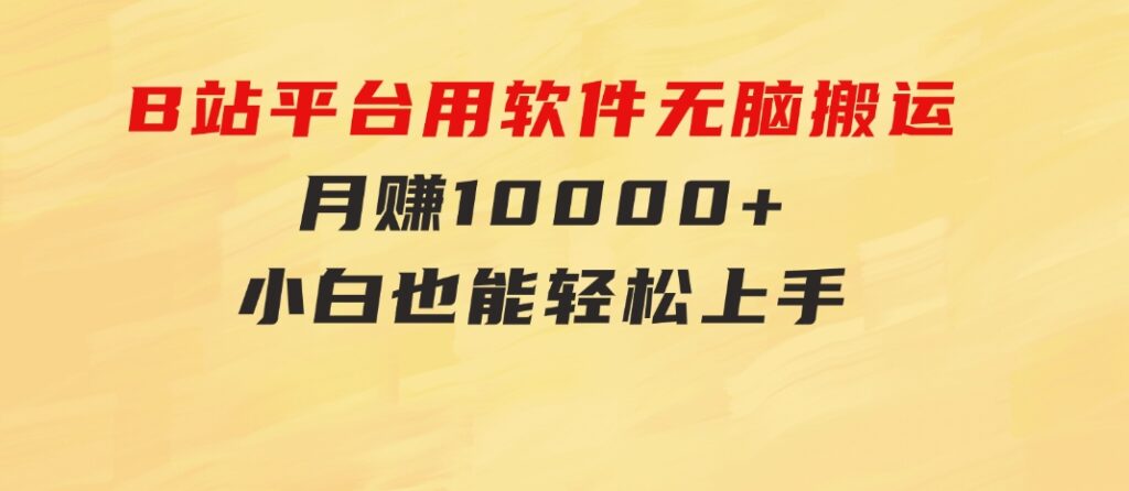 B站平台用软件无脑搬运，月赚10000+，小白也能轻松上手-十一网创