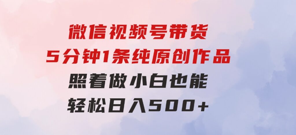 微信视频号带货，5分钟1条纯原创作品，照着做小白也能轻松日入500+-十一网创