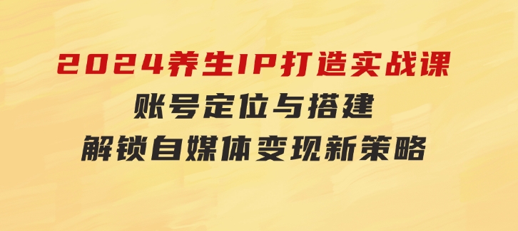 2024养生IP打造实战课：账号定位与搭建，解锁自媒体变现新策略-十一网创