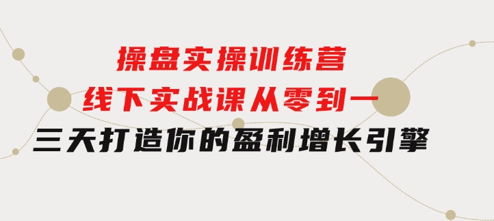 操盘实操训练营：线下实战课，从零到一，三天打造你的盈利增长引擎-十一网创