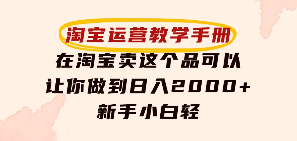 淘宝运营教学手册，在淘宝卖这个品可以让你做到日入2000+，新手小白轻-十一网创