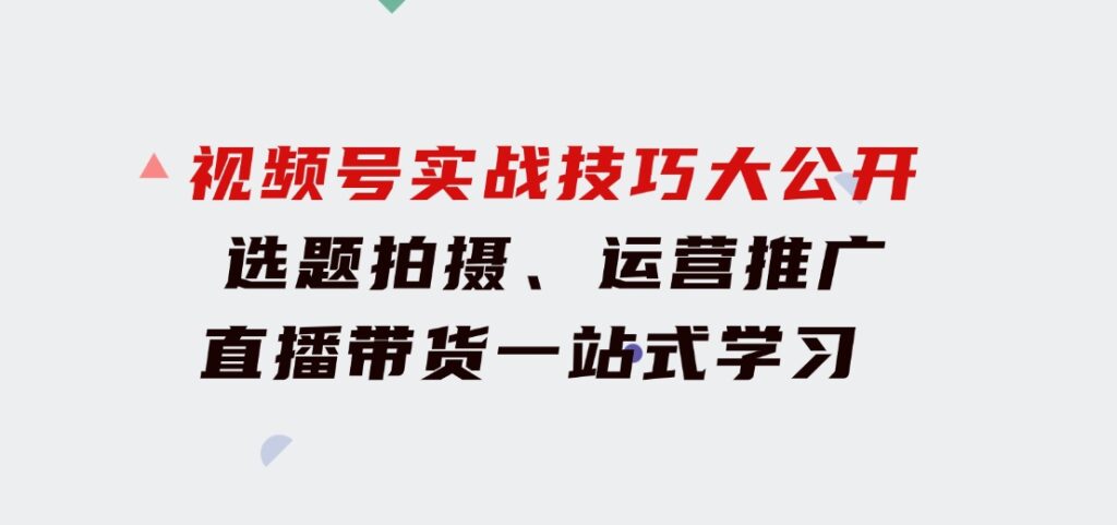 视频号实战技巧大公开：选题拍摄、运营推广、直播带货一站式学习(无水印)-十一网创