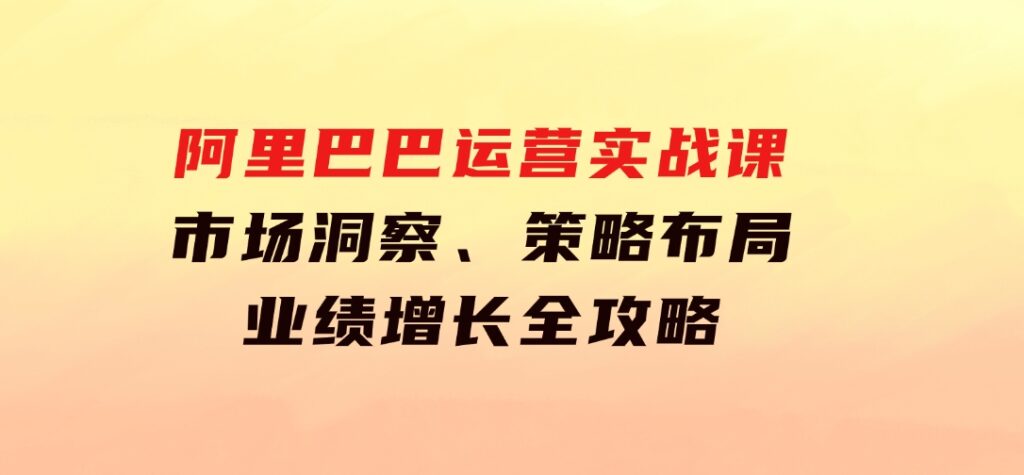 阿里巴巴运营实战课：市场洞察、策略布局、业绩增长全攻略-十一网创