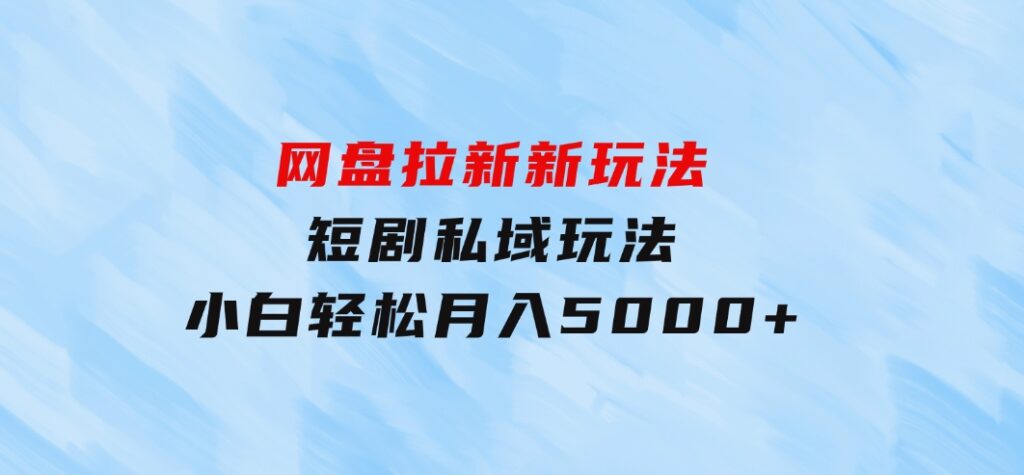 网盘拉新新玩法：短剧私域玩法，小白轻松月入5000+-十一网创