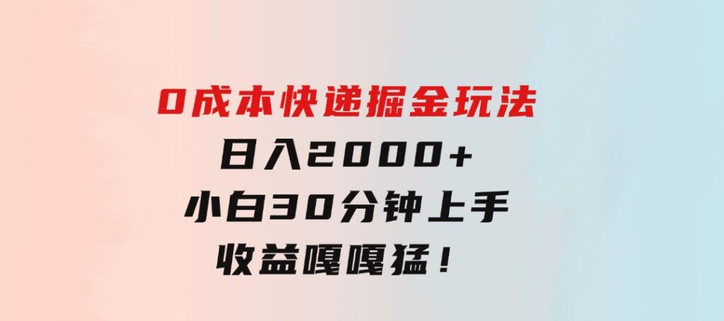 0成本快递掘金玩法，日入2000+，小白30分钟上手，收益嘎嘎猛！-十一网创