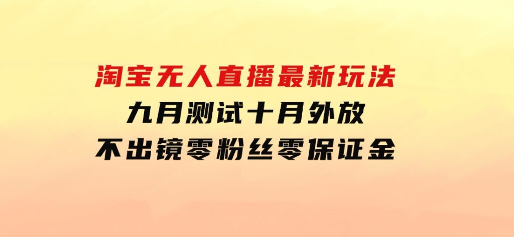 淘宝无人直播最新玩法，九月测试十月外放，不出镜零粉丝零保证金-十一网创