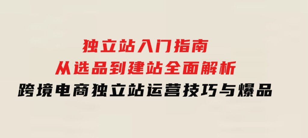 独立站入门指南：从选品到建站，全面解析跨境电商独立站运营技巧与爆品-十一网创