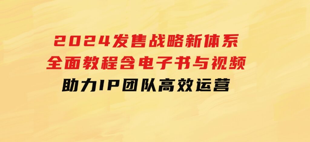 2024发售战略新体系，全面教程含电子书与视频，助力IP团队高效运营-十一网创