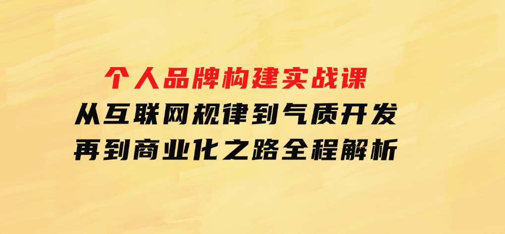 个人品牌构建实战课：从互联网规律到气质开发，再到商业化之路，全程解析-十一网创