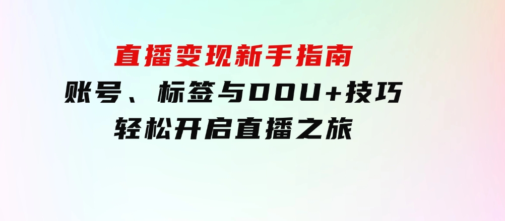 直播变现新手指南：账号、标签与DOU+技巧，轻松开启直播之旅-十一网创