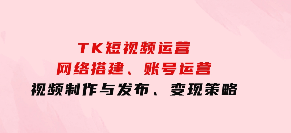 TK短视频运营：网络搭建、账号运营、视频制作与发布、变现策略-十一网创