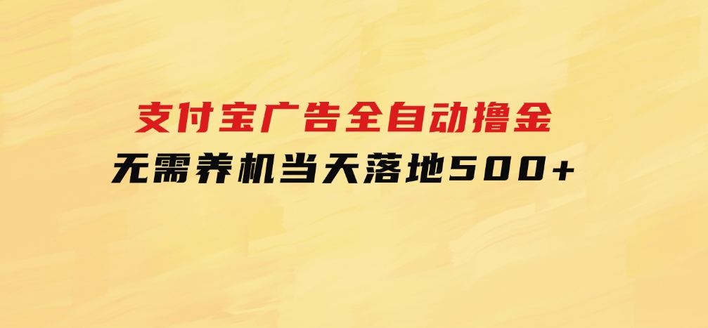 支付宝广告全自动撸金，无需养机，当天落地500+-十一网创