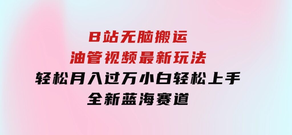 B站无脑搬运油管视频最新玩法，轻松月入过万，小白轻松上手，全新蓝海赛道-十一网创