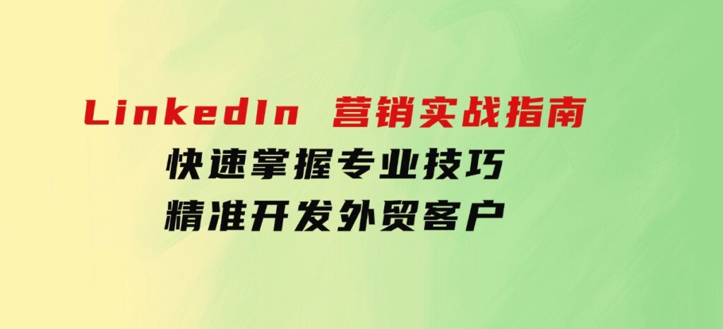 LinkedIn营销实战指南：快速掌握专业技巧，精准开发外贸客户-十一网创