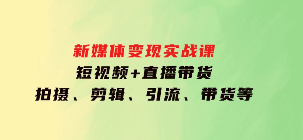 新媒体变现实战课：短视频+直播带货，拍摄、剪辑、引流、带货等-十一网创