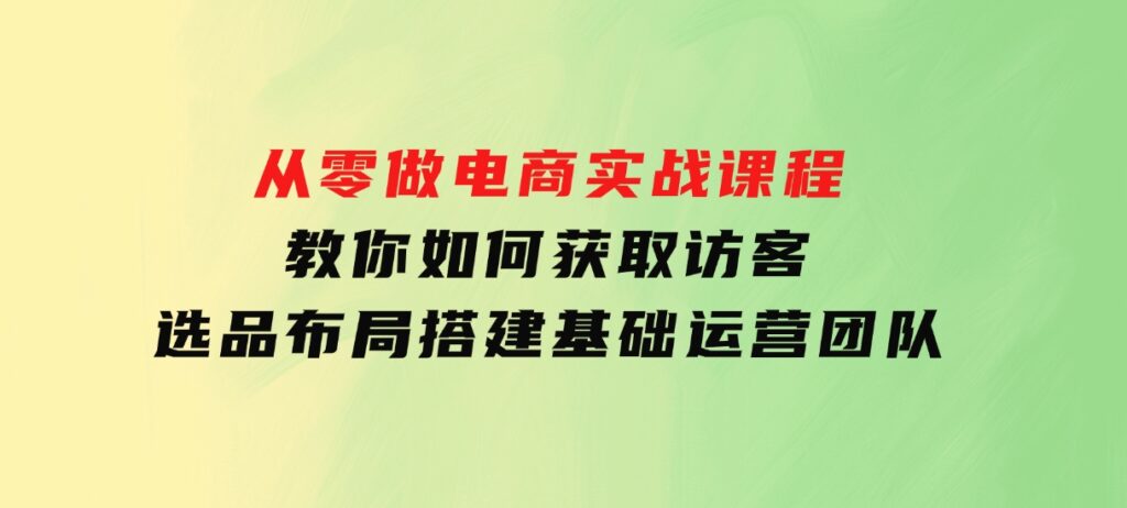 从零做电商实战课程，教你如何获取访客、选品布局，搭建基础运营团队-十一网创