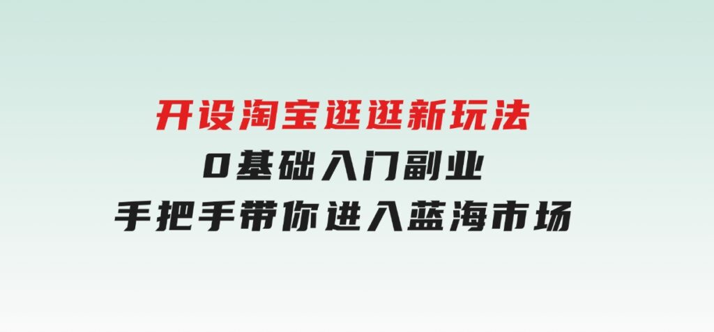 开设淘宝逛逛新玩法，0基础入门副业，手把手带你进入蓝海市场，赚钱无忧-十一网创