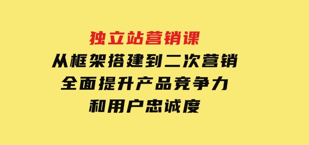 独立站营销课，从框架搭建到二次营销，全面提升产品竞争力和用户忠诚度-十一网创